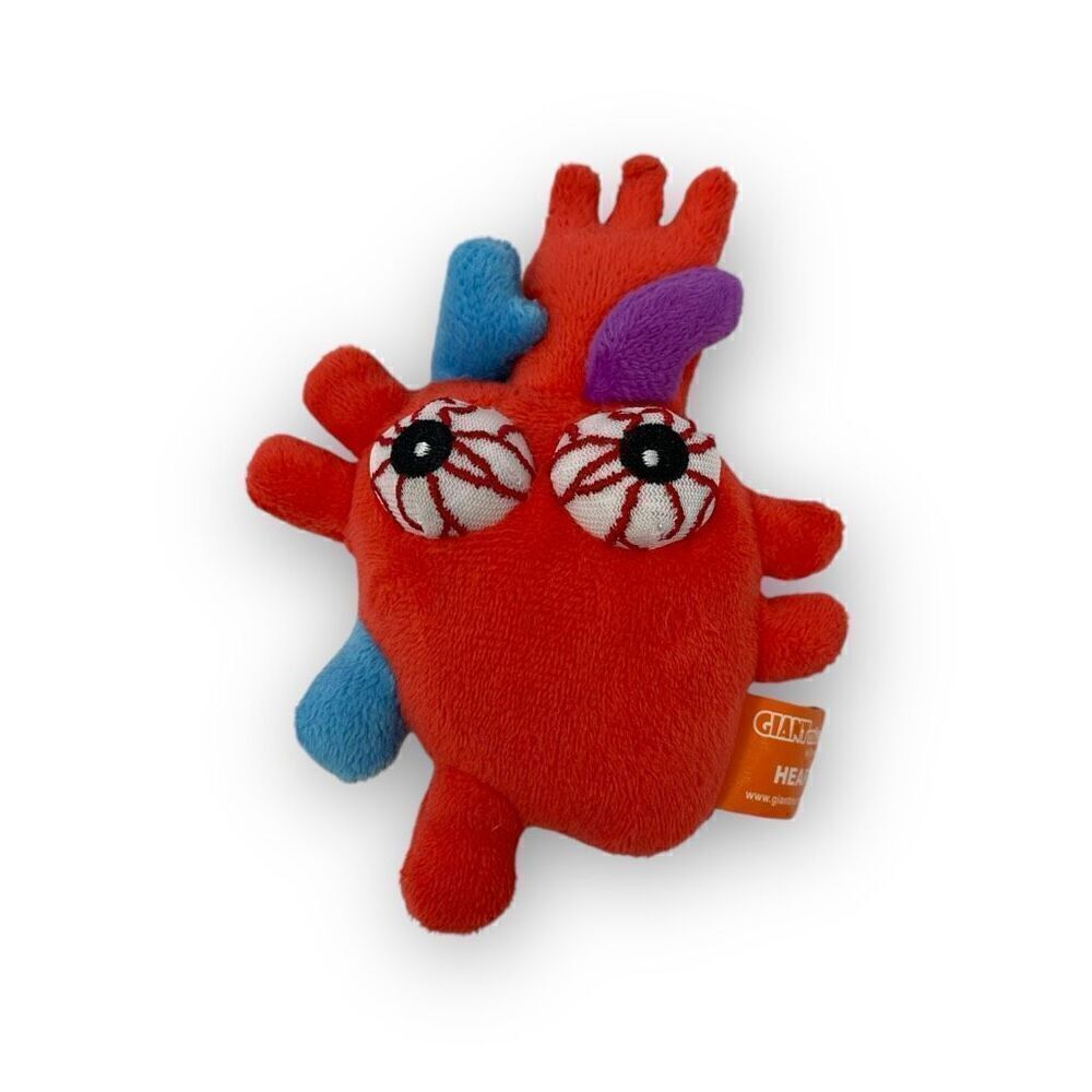 Giant Microbes Heart Stuffed Plush Bloodshot Eyes Red Version by Drew Oliver 5”